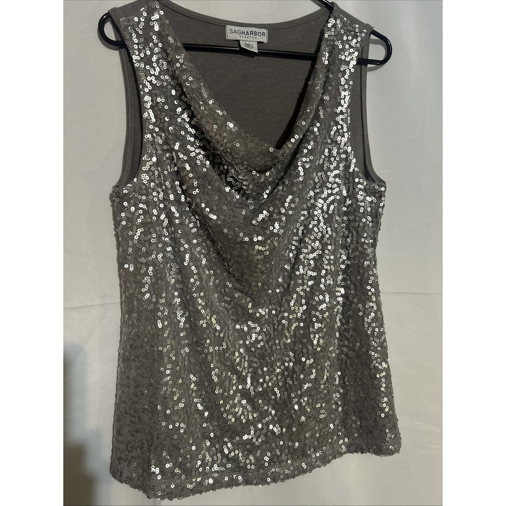 Sag Harbor Stretch Sequin Tank Women's Size S
